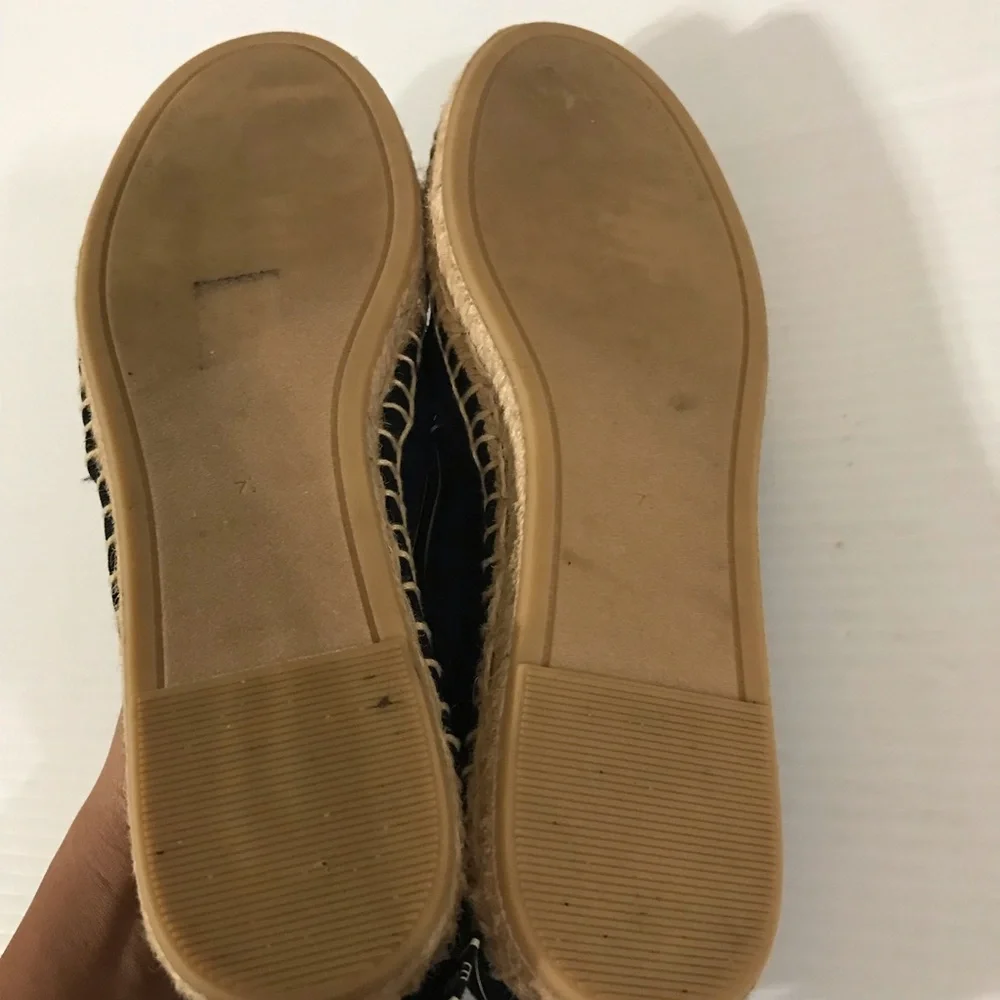 Tory Burch Navy Espadrille Slip-On Flat Size 7-EUC